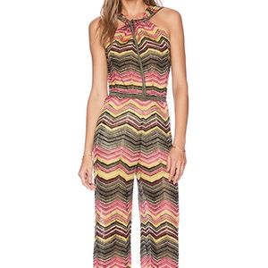 M Missoni Italy Jumpsuit 42 lurex zig zag pink